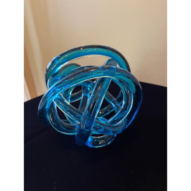 Blue Ocean Swirl Glass Art For Sale - Image 4 of 10