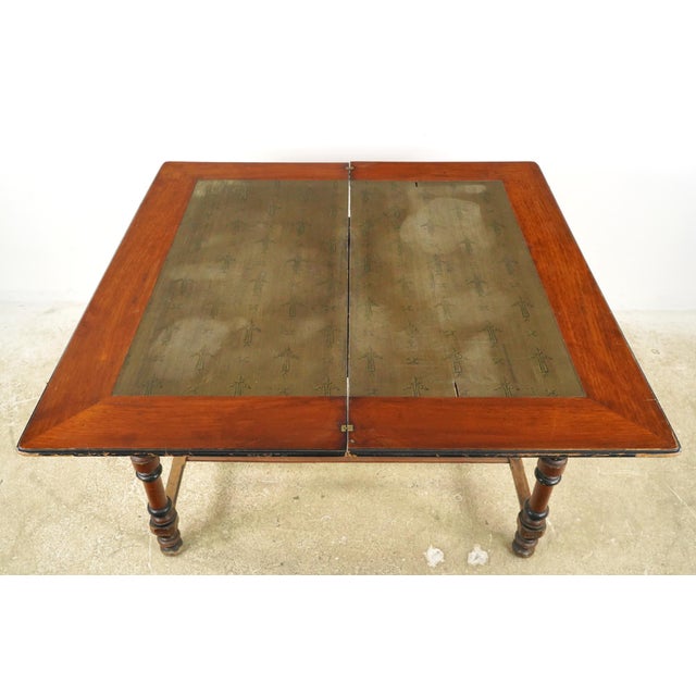 Brown Vintage European Wooden Bridge Game Table For Sale - Image 8 of 13