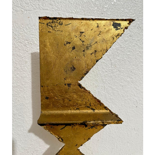 Early 20th Century Mexican Art Abstract Brutalist Gilt Steel Geometric Sculpture Mathias Goeritz For Sale - Image 5 of 14