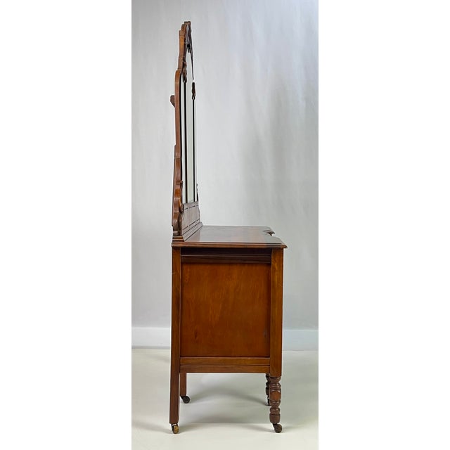 Antique Art Deco Vanity With Arched Triple Mirror For Sale - Image 6 of 13