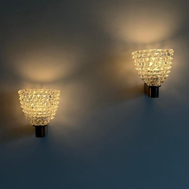 Rostrato Glass Wall Sconces by Ercole Barovier for Barovier & Toso, 1940s, Set of 2 For Sale - Image 3 of 17