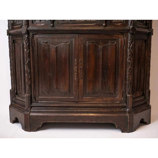 Neo-Gothic Carved Oak Cabinet For Sale - Image 6 of 10