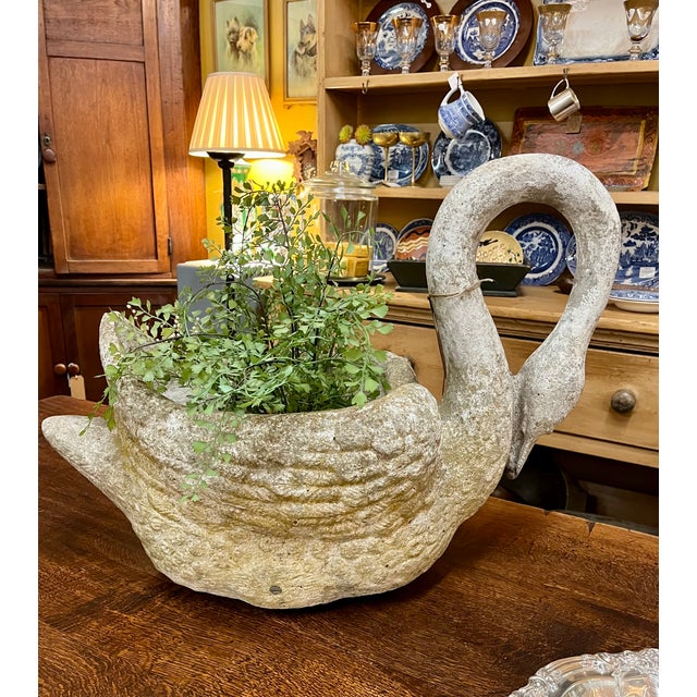 Early 1900s Antique French Concrete Swan Planter For Sale - Image 9 of 13