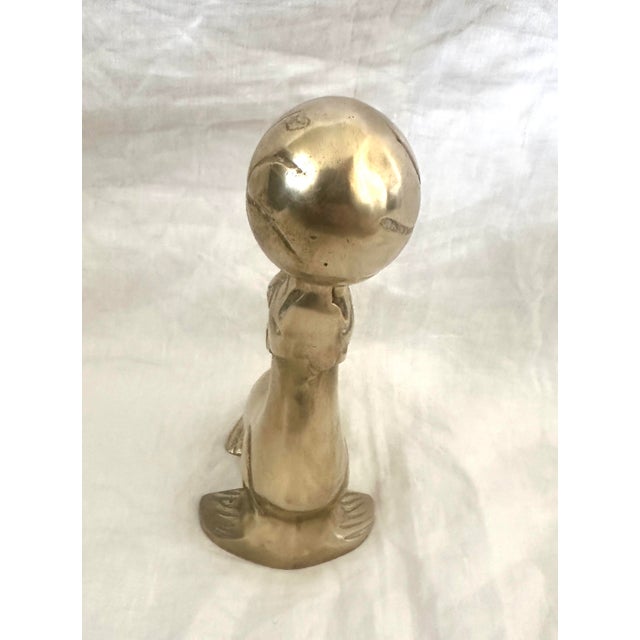 Mid-Century Modern Vintage Solid Brass Seal W/Balancing Ball Figurine For Sale - Image 3 of 6