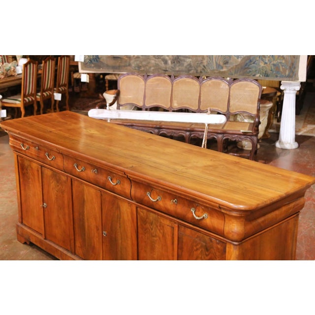French 19th Century French Louis Philippe Walnut Six-Door Three-Drawer Enfilade Buffet For Sale - Image 3 of 11