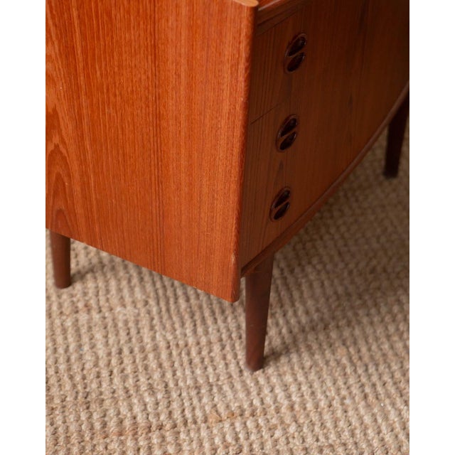 1960s Attributed to Gunnar Falsig Teak Sliding Glass Door Petite Secretary Desk For Sale - Image 13 of 18