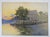 English Late 19th Century River Homestead at Evening Sunset Watercolor Painting For Sale - Image 3 of 3
