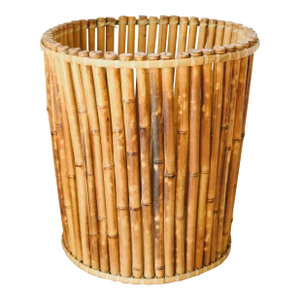 Large Chinoiserie Style Bamboo Planter Basket/17"