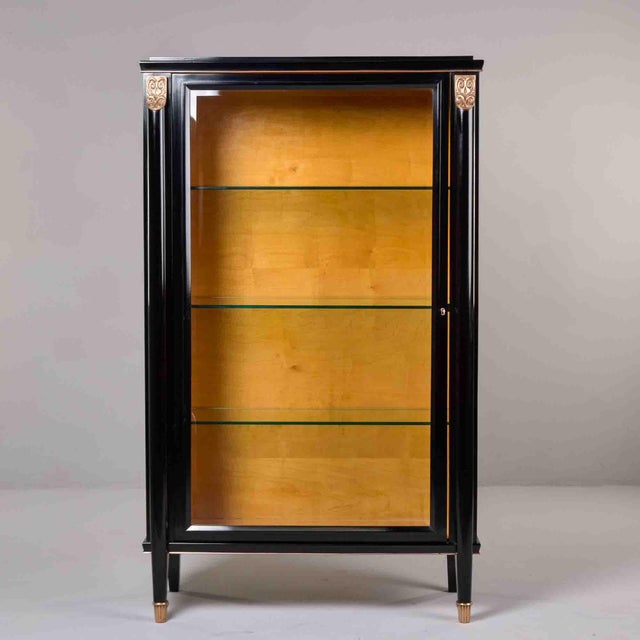 Italian Art Deco Ebonized Display Cabinet With Gilt Capitals For Sale - Image 9 of 13