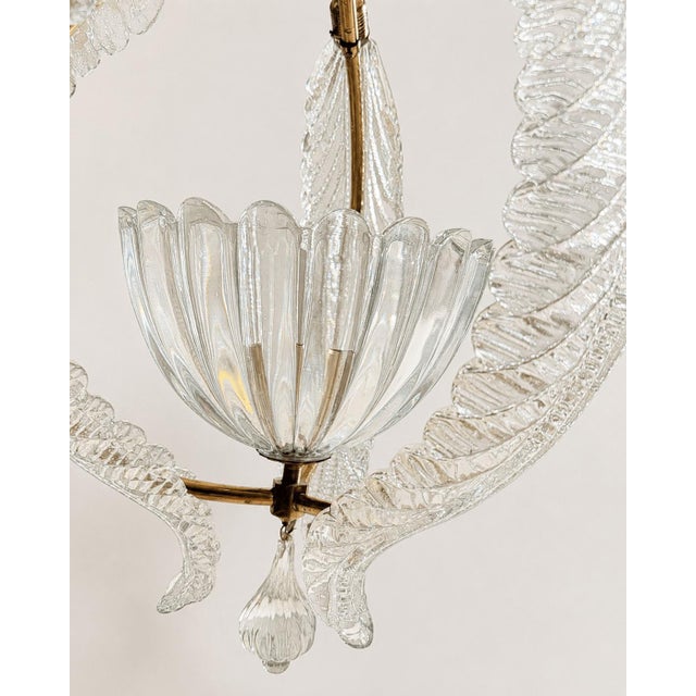 Mid-Century Murano Glass and Brass Pendant Light from Barovier & Toso, 1950s For Sale - Image 9 of 18