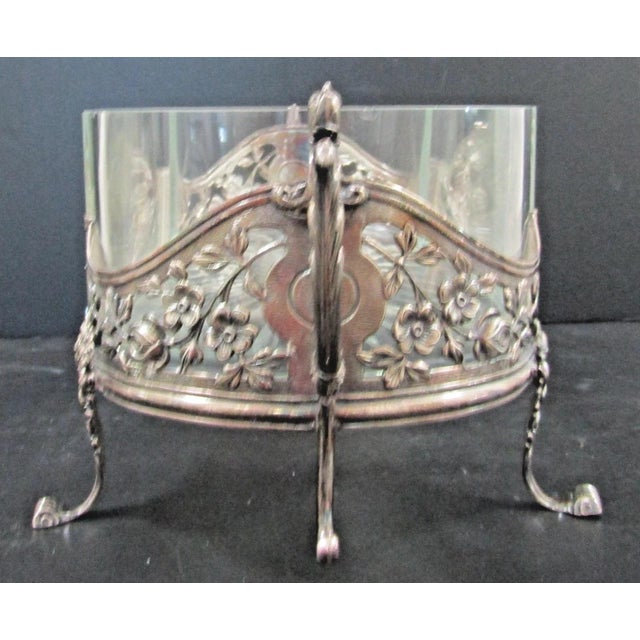 Silver 1910s Topazio Portuguese Sterling Silver Crystal Centerpiece Jardiniere Dragon Handles For Sale - Image 8 of 18