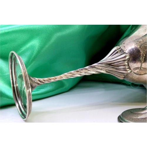 Silver Cups with High Stems and Twists on Circular Bases, Set of 2 For Sale - Image 5 of 7