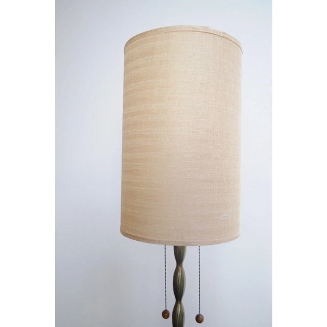 Vintage Ceramic and Brass Graduated Dual Socket Floor Lamp With Shade For Sale - Image 12 of 12