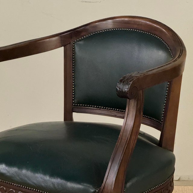 Antique French Louis XVI Neoclassical Mahogany Armchair by Hirler of Alsace For Sale - Image 11 of 18