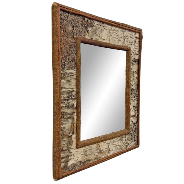 Cabin Vintage American Birch Bark Framed Mirror For Sale - Image 3 of 12