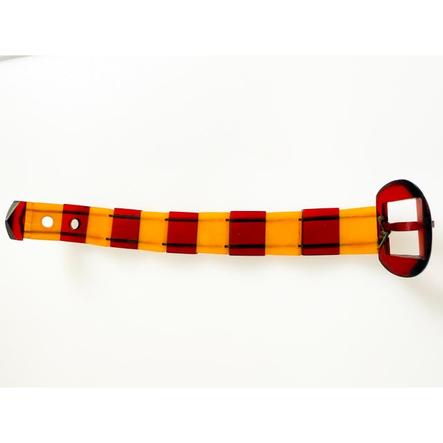 Vintage Art Deco Style Bakelite Catalin Bracelet with Cherry Juice and Butterscotch Panels, 1940s For Sale - Image 6 of 14