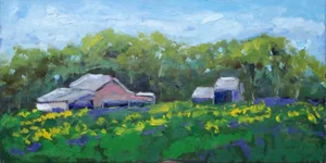 Sunflower Farm, Woodland California Oil Painting