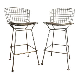 Knoll Bertoia Chrome Bar Stools - A Pair For Sale