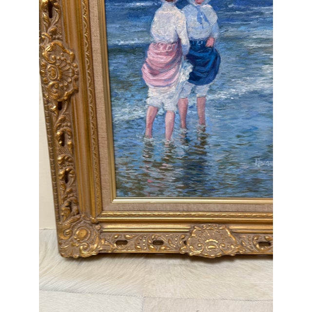 Blue Robert Hamman Beach Day Original Oil Painting, Signed For Sale - Image 8 of 12