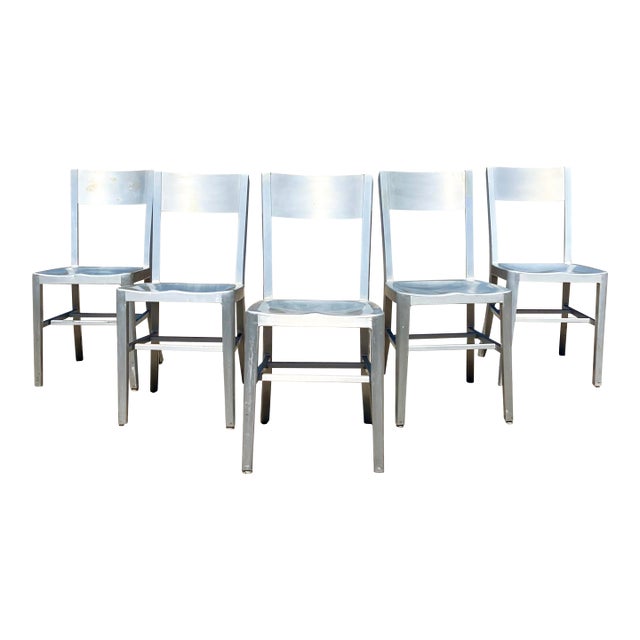 ( Set of 5 ) Modern Aluminium Metal Dining Chairs For Sale