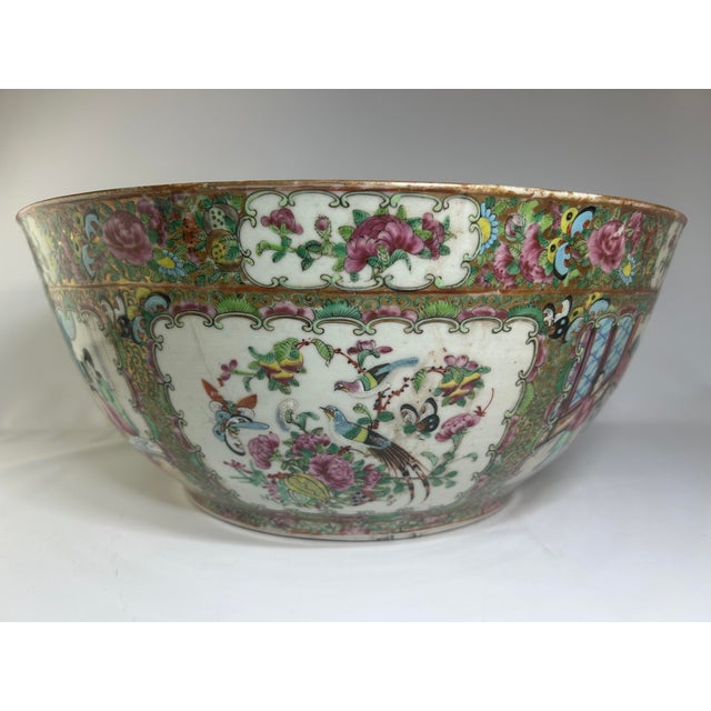 Metal Early 19th Century Chinese Porcelain Rose Medallion Punch Bowl With Ormulu Bronze Mount For Sale - Image 7 of 12