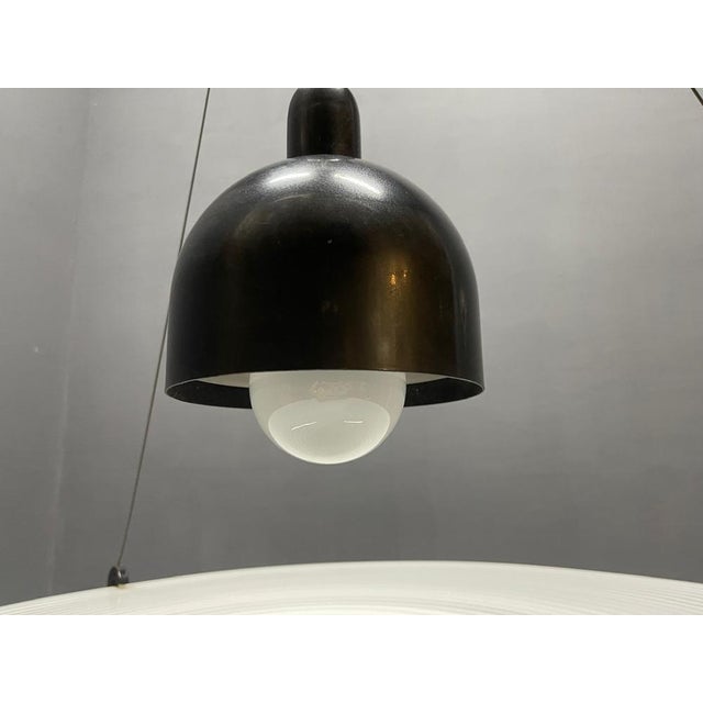 Black Architectural Black and White Swirl Murano Glass Pendant from Venini, 1980s For Sale - Image 8 of 10