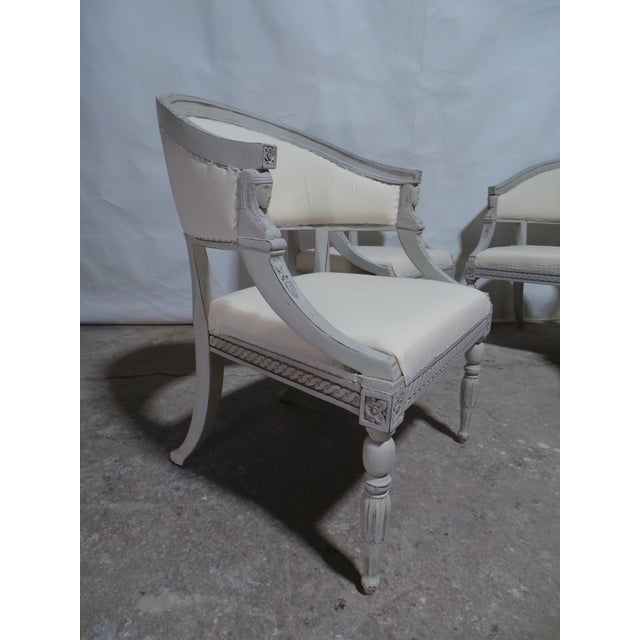 Wood Swedish Gustavian Style 4 Barrel Chairs For Sale - Image 7 of 14