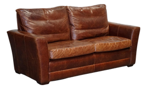 Vintage Brown Leather 2-to-3-Seater Sofa