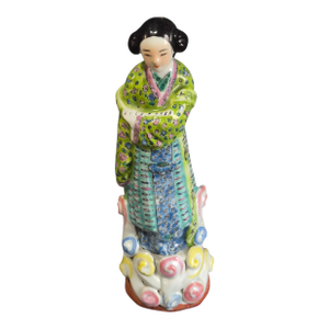 Vintage Asian Chinese Famille Rose 8.5'' High Hand Painted Porcelain Figurine
