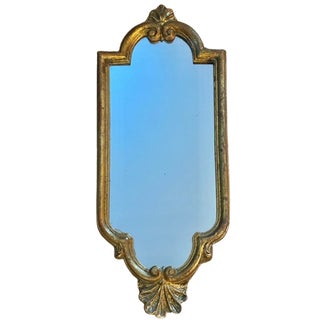 Mid-Century Petite Italian Florentine Giltwood Rococo Wall Mirror For Sale