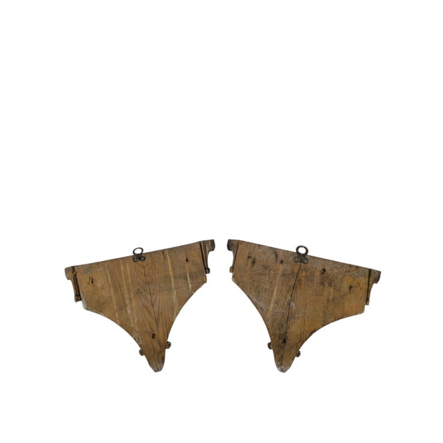 Wood Neo-Gothic Brown-Gold Wall Consoles, 1850, Set of 2 For Sale - Image 7 of 8