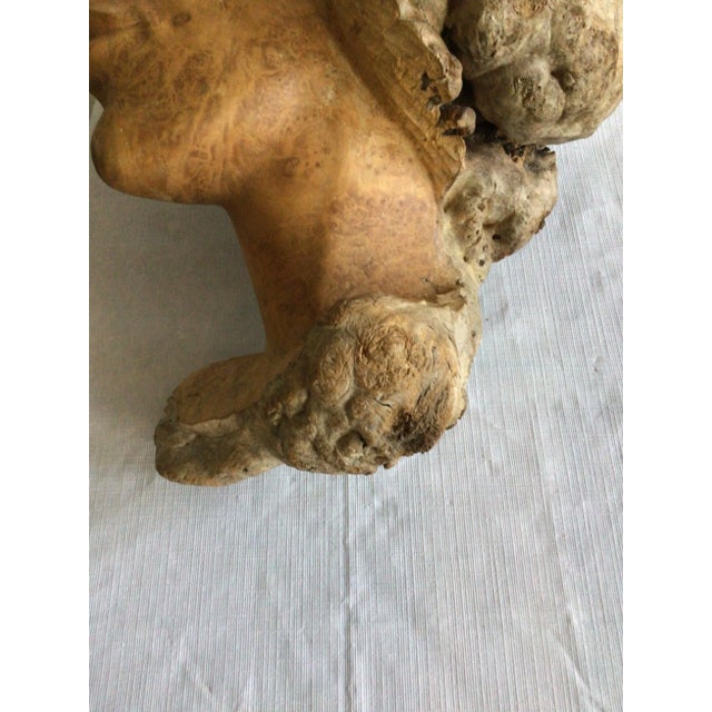 Wood 1960s Burl Wood Carving of A Woman's Face For Sale - Image 7 of 9
