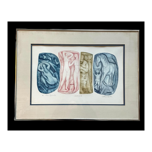 Rare Pencil Signed Artist Proof Irving Amen “Con Spirito” Colored Etching. 4/P
