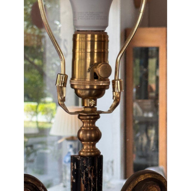 Vintage Italian Ebonized and Gilt Lyre Form Lamp For Sale - Image 11 of 12