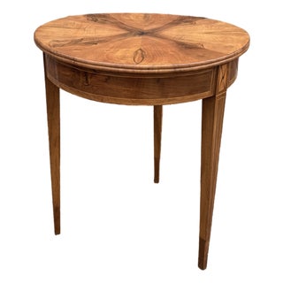 Antique Burl Wood Round Side Table For Sale