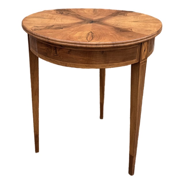 Antique Burl Wood Round Side Table For Sale