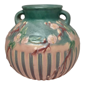Roseville Cherry Blossom Pink 1933 Vintage Art Deco Pottery Vase