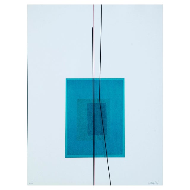 Lorenzo Indrimi, Blue Subject, Lithograph, 1970s For Sale