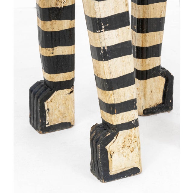 Folk Art Folk Art Polychromed Double Cat Head Stool For Sale - Image 3 of 7