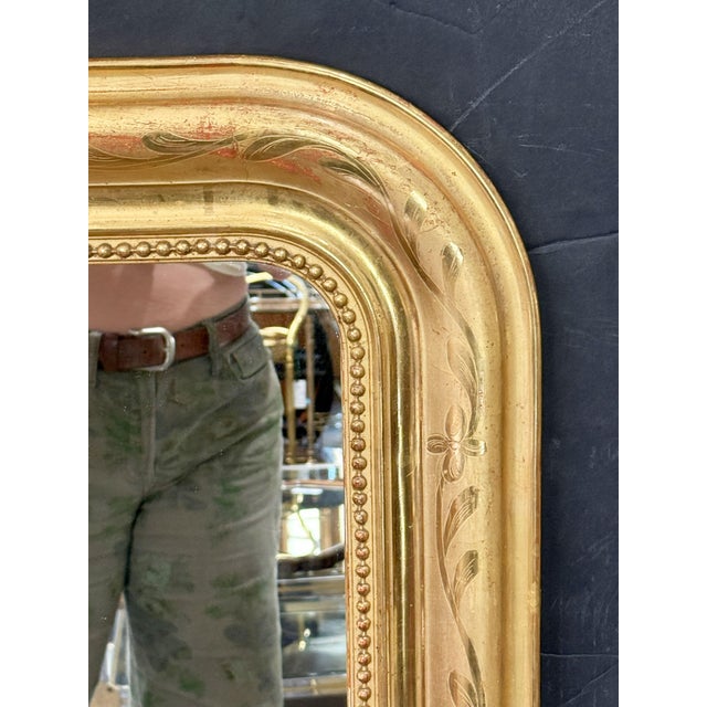 Louis Philippe Arch Top Gilt Mirror From France (H 48 1/4 X W 34) For Sale - Image 4 of 9