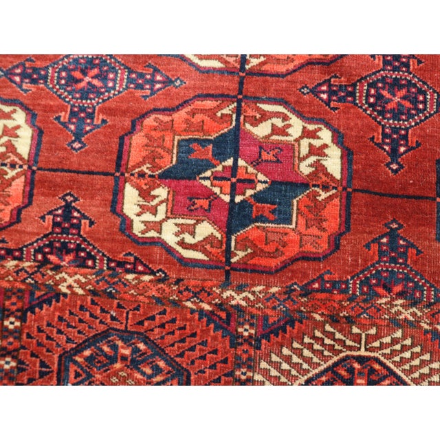 Red Antique Turkoman Tekke Main Carpet, Mid 19th Century For Sale - Image 8 of 13