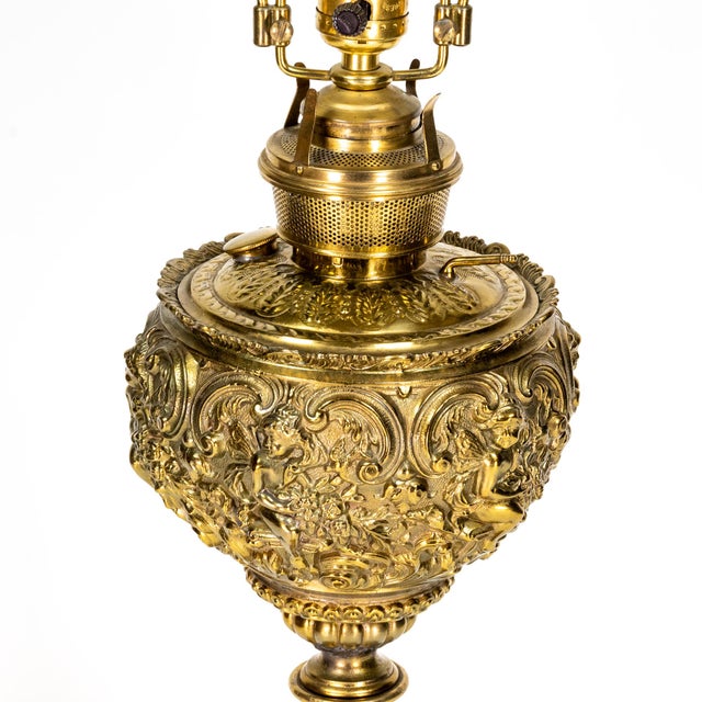 1960s Vintage Converted Brass & Marble Oil Lantern Table Lamp Chairish