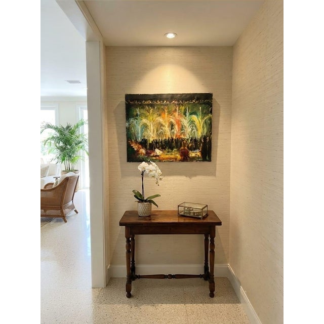 1960s Painting: Nocturnal Fountain Celebration For Sale - Image 10 of 12