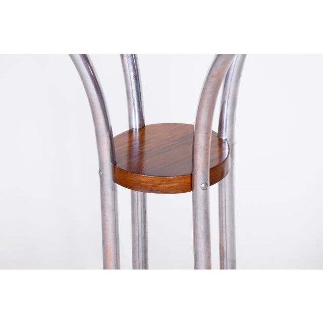 Metal Art Deco Pedestal in Walnut & Chrome, France, 1930s For Sale - Image 7 of 11
