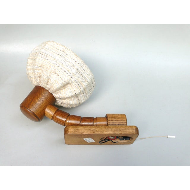 Wood Wall Lights with Fabric Shades from Fischer Leuchten, 1960s, Set of 2 For Sale - Image 9 of 18