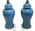 Vintage Mid-Century Modern Glossy Blue Ginger Jar Ceramic Table Lamps - 2 Piece For Sale - Image 4 of 7