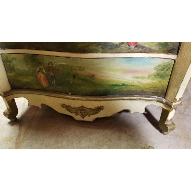 Victorian French Commode Scriban Writing Desk PAinting Couple For Sale - Image 4 of 13