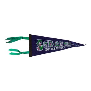 Vintage Sainte Anne De Beaupre Canada Felt Flag Pennant For Sale