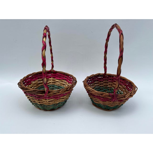 Small Vintage Wood Easter Baskets a Pair For Sale - Image 6 of 8