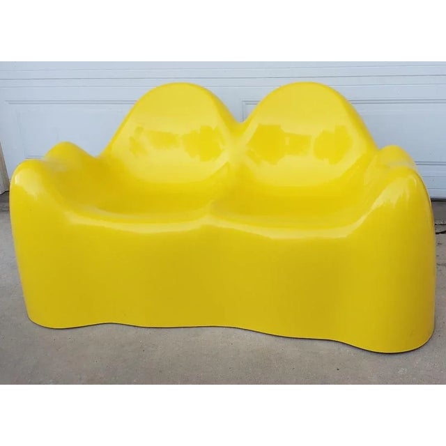 Plastic 1960s Mid Century Modern Wendell Castle Molar Yellow Fiberglass Organic Sofa For Sale - Image 7 of 12